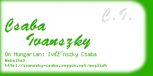 csaba ivanszky business card